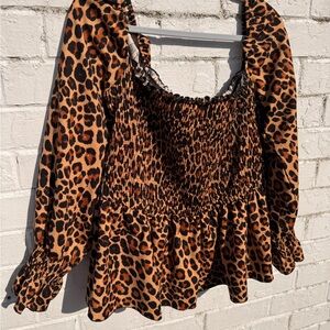 ASOS Leopard Print Smocked Women's Top